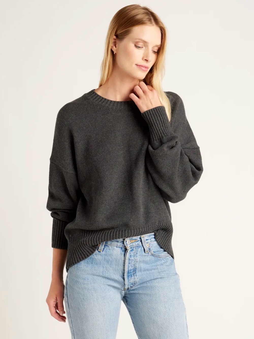 Quince • 100% Organic Cotton Boyfriend Crew Sweater